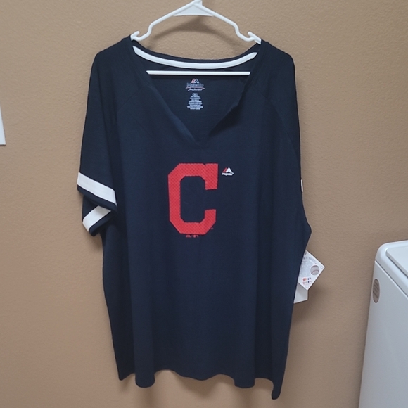 NWT Majestic Navy and Red Short Sleeve Tee - Cleveland Guardians ⚾️ - Picture 1 of 6